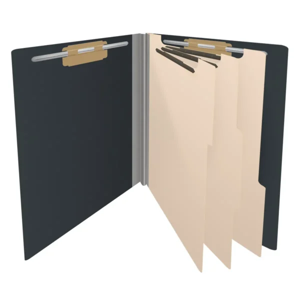 DV-S4338-3, 25pt Type III Pressboard, End Tab Classification Folder, 3" Expansion, 8 Fasteners, 3 Dividers, Letter Size, 10 per Box
