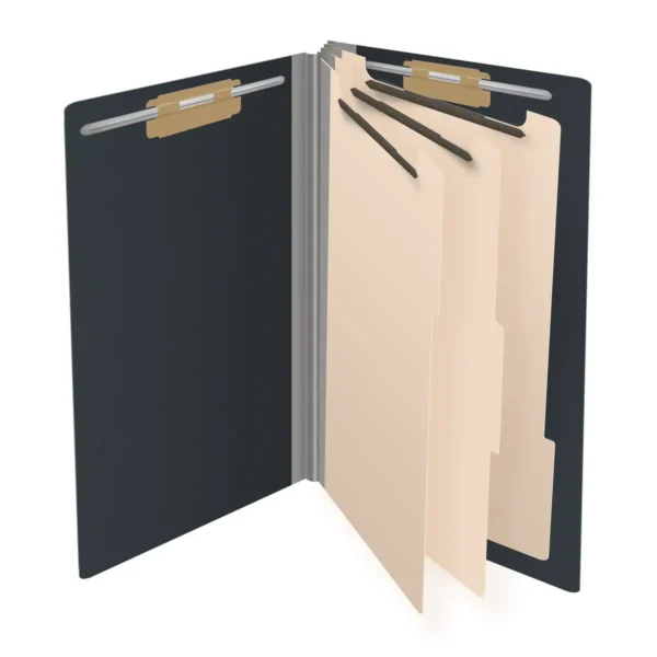 DV-S5338-3, 25pt Type III Pressboard, End Tab Classification Folder, 3" Expansion, 8 Fasteners, 3 Dividers, Legal Size, 10 per Box