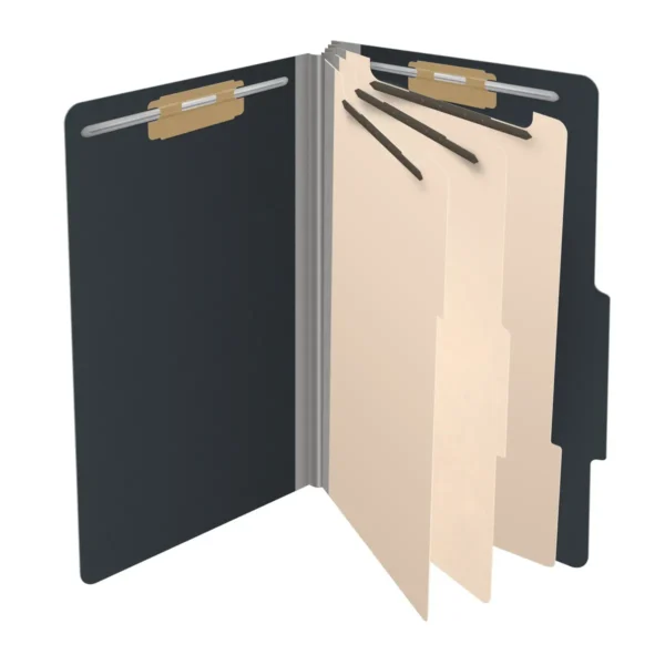 DV-T5338-3, 25pt Type III Pressboard, Top Tab Classification Folder, Tab in Right of Center Position, 3" Expansion, 8 Fasteners, 3 Dividers, Legal Size, 10 per Box